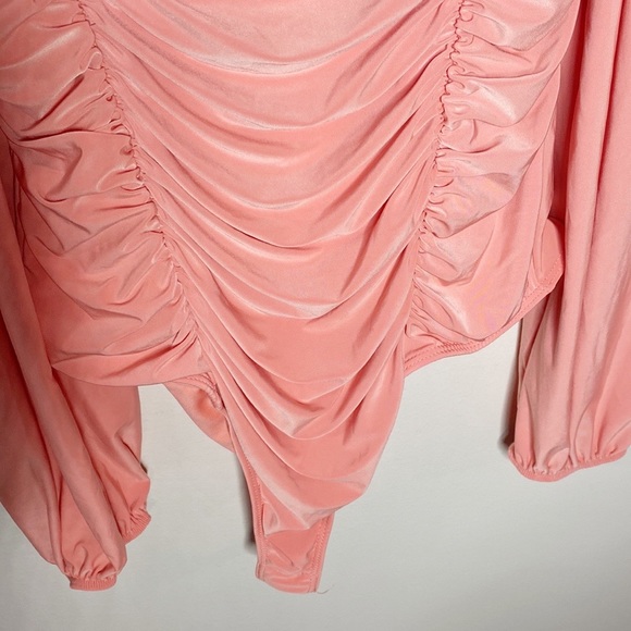 Fashion Nova Catch Your Heart Ruched Bodysuit in Peach size 1X - Picture 7 of 13